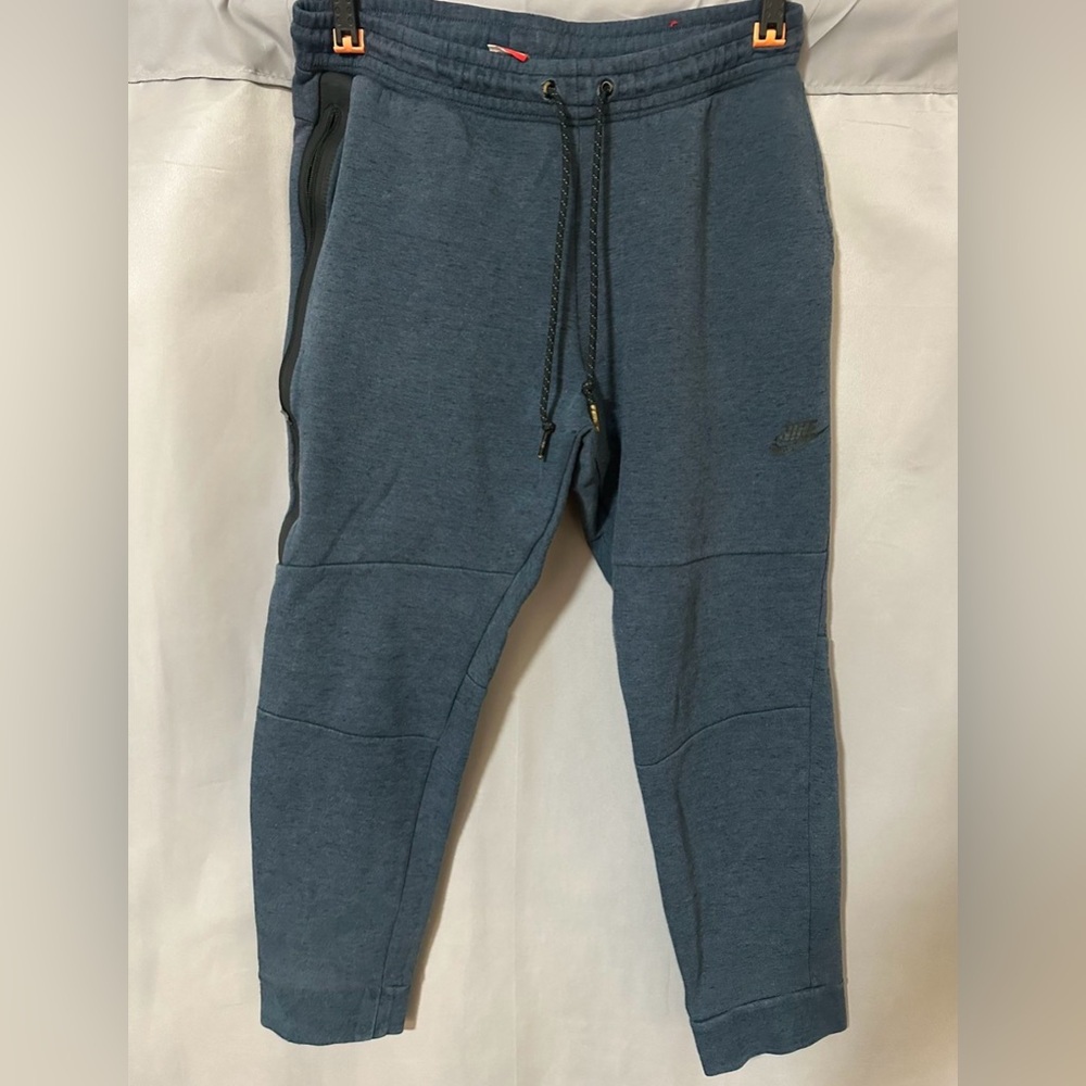 Nike Tech Fleece Joggers Men’s Large Blue Zipper Pocket Athletic Pants